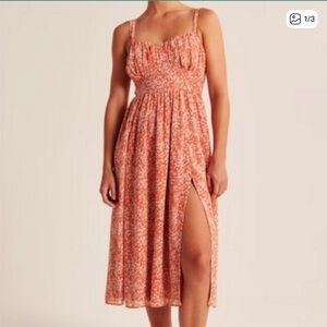NWT Abercrombie Ruched Chiffon Midi Dress